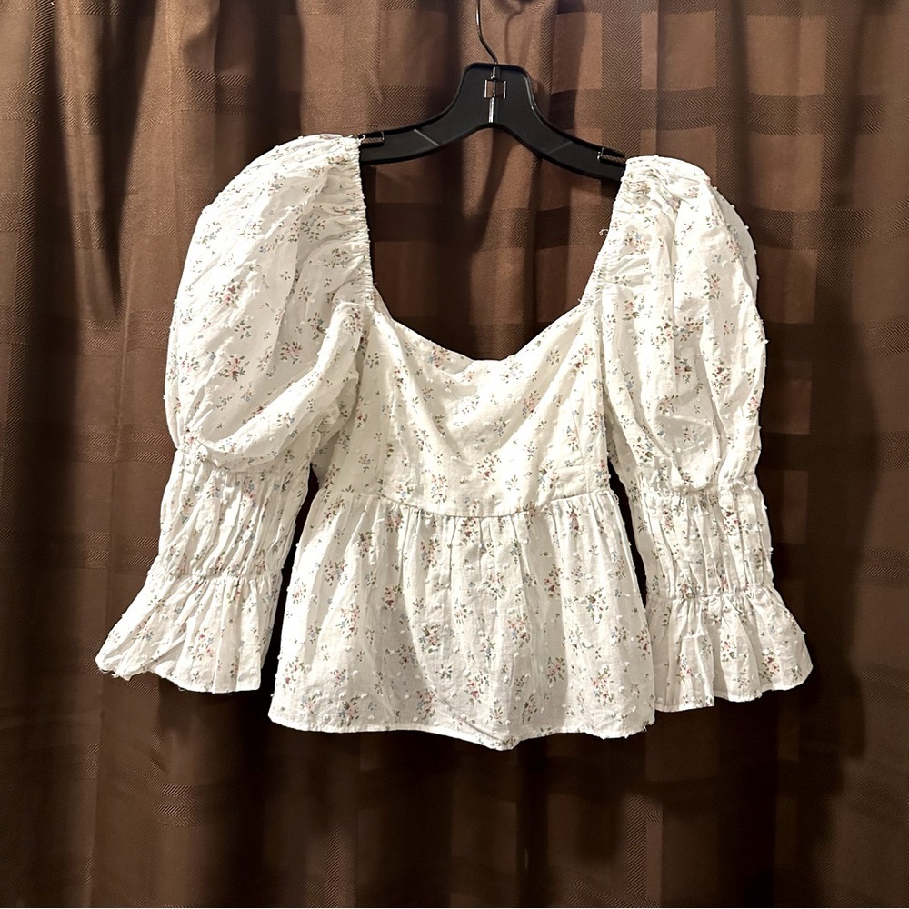 Storia Tie Back Floral Blouse size Small - Picture 3 of 6
